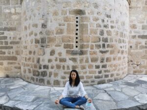 Catherine Galea mindfulness teacher in Cyprus photoshoot at the church
